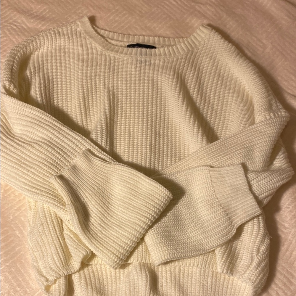 Streetwear Society Cream Ribbed Crew Neck Sweater